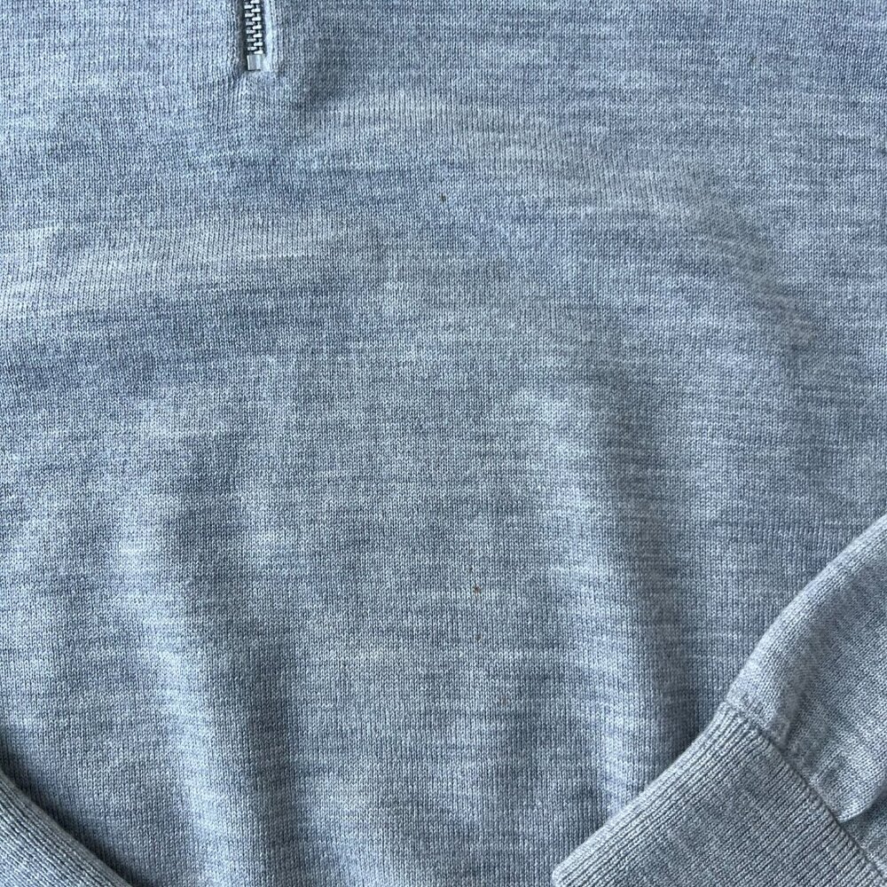 J.Crew 100% Merino Wool Quarter Zip Sweater Mens‎ L Gray Lightweight Pullover - Picture 2 of 6